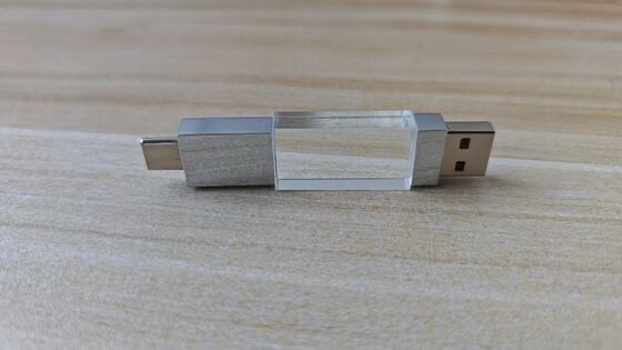 Crystal Usb 3.0 USB A με τύπο C Και οι δύο θύρες ανάγνωσης Πολύ γρήγορη Κρυστάλλινη δυνατότητα χάραξης λογότυπου Μεταλλικού εξαρτήματος μπορεί λογότυπο λέιζερ στο εσωτερικό να έχει δύο τσιπ flash