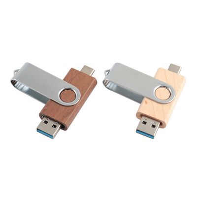 Φυσικό ξύλινο USB Flash Drive 2.0 3.0 με Τύπο C + Usb Ένα Νέο σχήματα Γρήγορη ταχύτητα