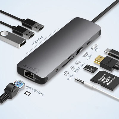 USB 3.0 Station USB C Hub Smart Adapter / Hub κάρτας μνήμης με ταχύτητα μεταφοράς δεδομένων 5Gbps