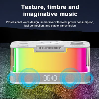 Χρωματιστά φώτα Ασύρματο φορτιστή για iPhone iWatch και AirPods με Bluetooth ομιλητή