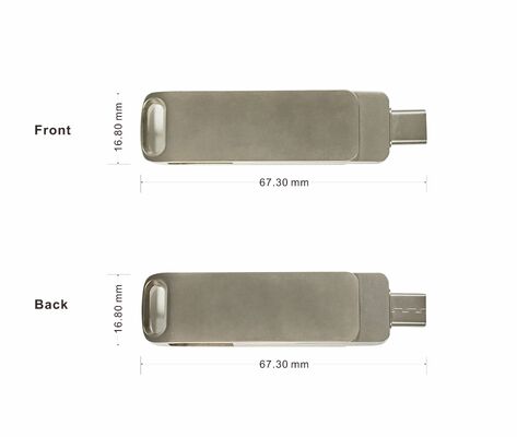 Ασημί Ματ Usb 3.0 Με Θύρα Type C Και στις δύο πλευρές, Usb Flash Drive Συμβατό με Τηλέφωνο και Υπολογιστή 256GB 512GB 1TB