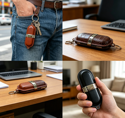 Δερμάτινη μνήμη usb Grade A Δερμάτινη μονάδα flash USB Flash Drive με τσιπ Grade A και δερμάτινο εξωτερικό για στελέχη