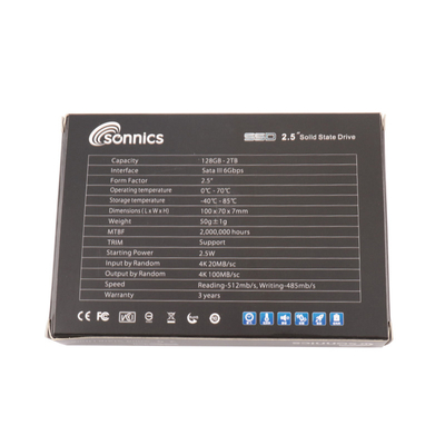 Μεγάλη χωρητικότητα 2,5 ιντσών SATA SSD 1TB 512GB 256GB 128GB Γρήγορη ταχύτητα έως 500MBS ή περισσότερο