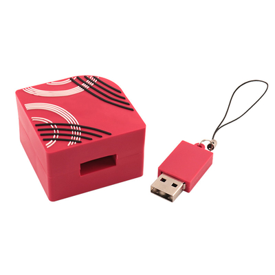 Προσαρμοσμένες μονάδες flash USB από σιλικόνη πλήρης χρώσης Εκτύπωση ορθογώνιο σχήμα 128GB χωρητικότητα