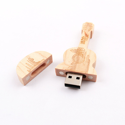 15MB/S 32GB 128GB Ξύλινη μονάδα Flash Μνήμη σχήματος κιθάρας I γρήγορη ταχύτητα