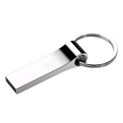 Πλήρης μνήμη Drive Usb μετάλλων ODM 32GB 64GB 128GB ασημένια με τη βασική αλυσίδα
